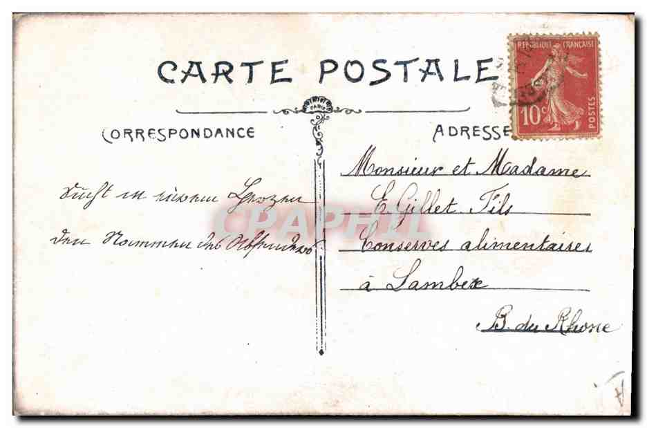 Fleurs et poisson — Carte postale française — éditeur inconnu — Reverso