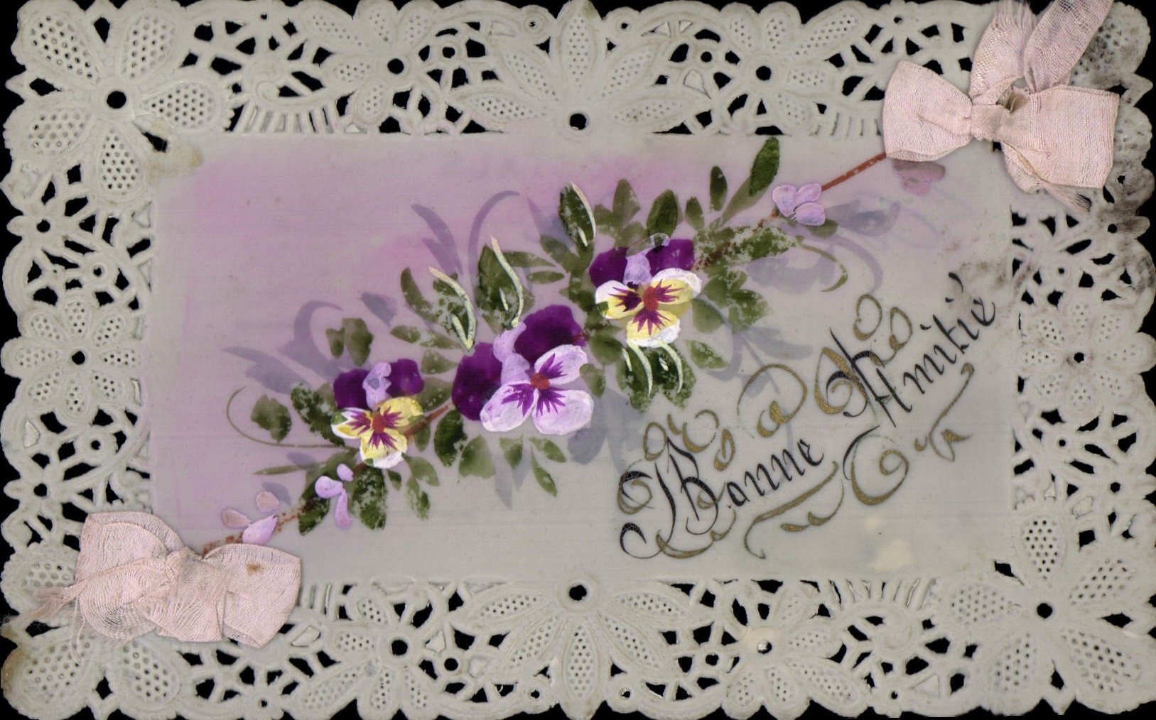 Fleurs de pensées — Bonne Amitié — Carte postale - Anverso