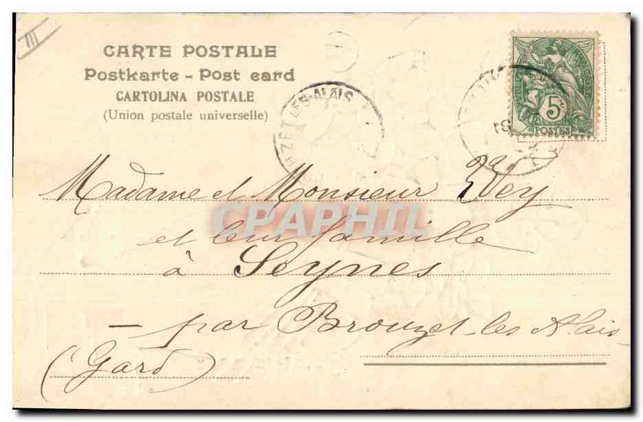 CPA Fantaisie Fleurs Main Porte bonheur  — Verso