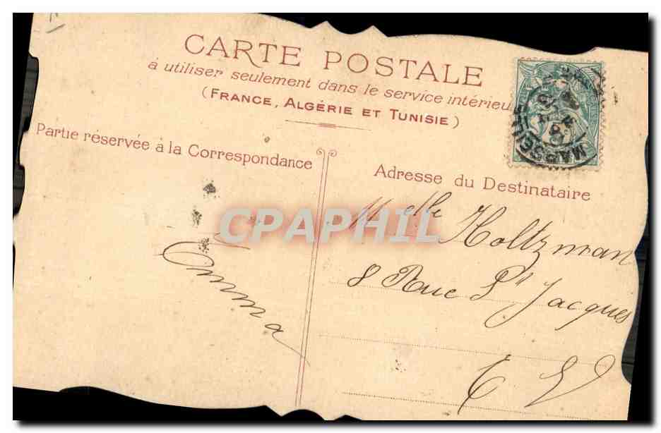 Dove et ange — Souhaits de bonne année — Carte postale française — Verso