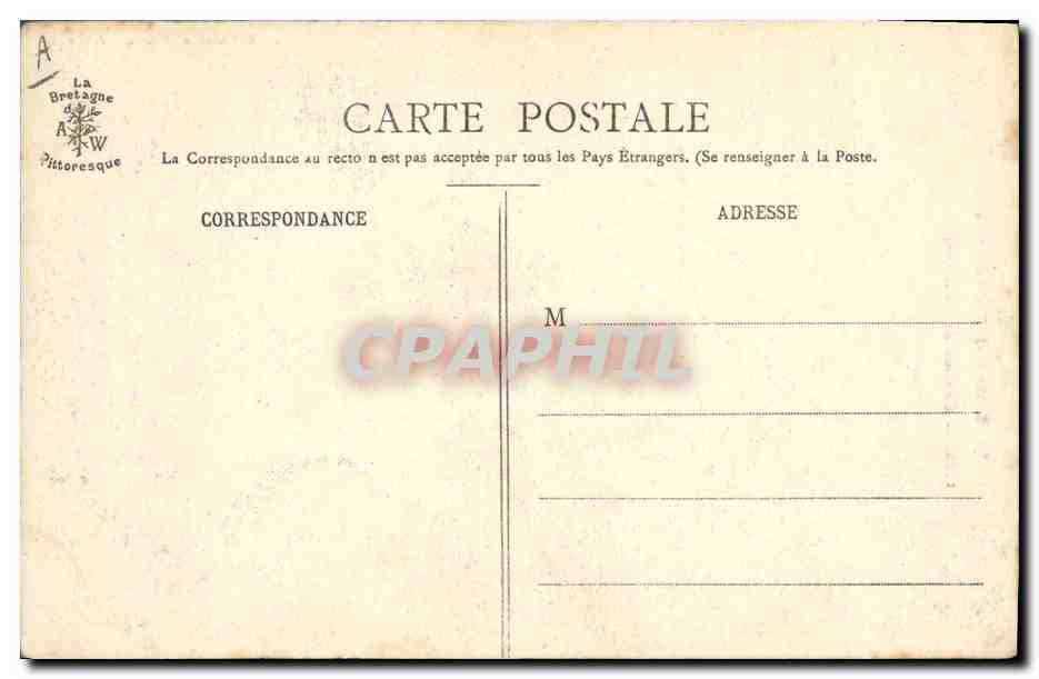 CPA Folklore Bretagne Costume de Fouesnant  — Verso