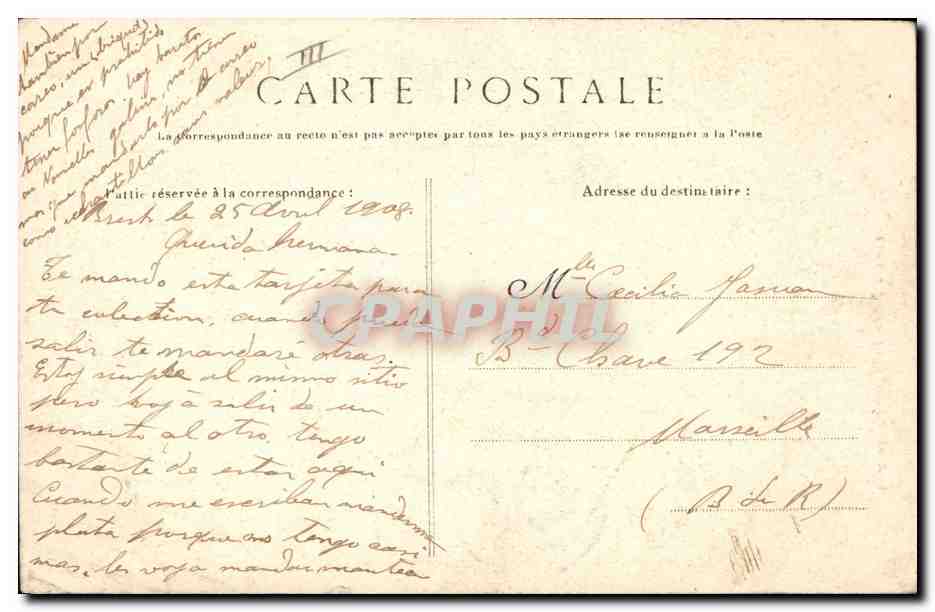 CPA Folklore Jeune fille de Pont Aven  — Verso