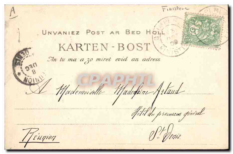 CPA Folklore Un rentier de Plonevez Porzay  — Verso