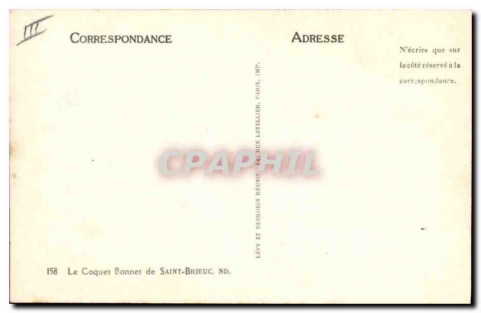 CPA Folklore Le coquet bonnet de Saint Brieuc  — Verso