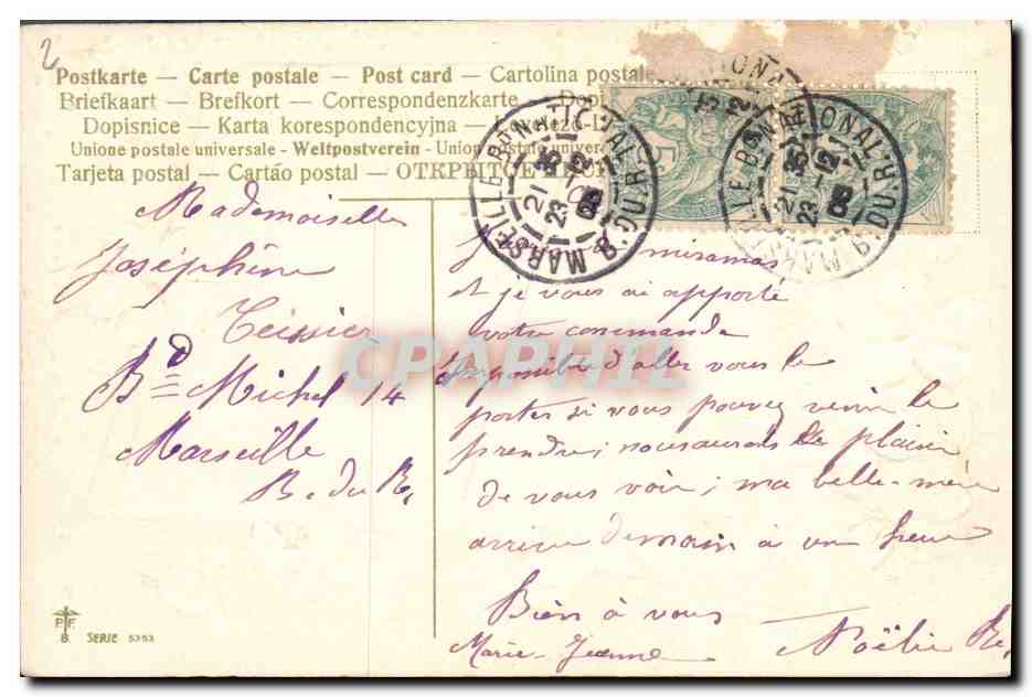 CPA Fantaisie Fleurs  — Rückseite