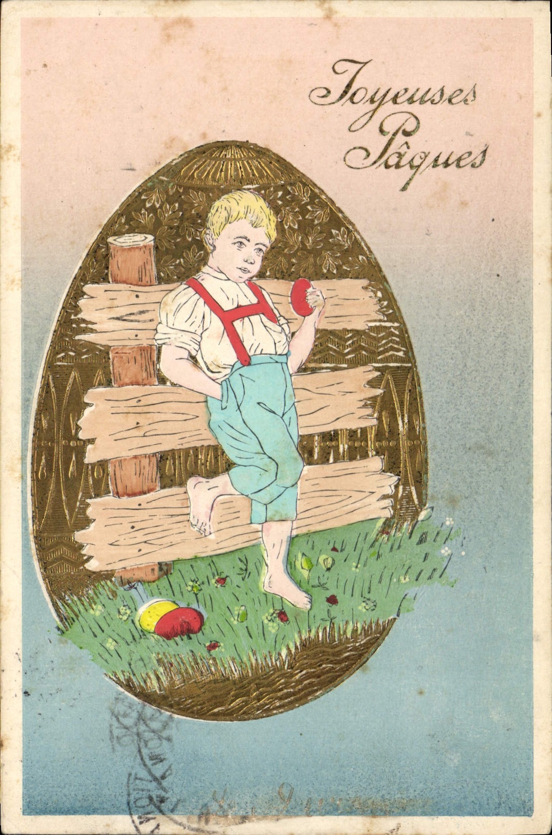 CPA Fantaisie Enfant Paques 