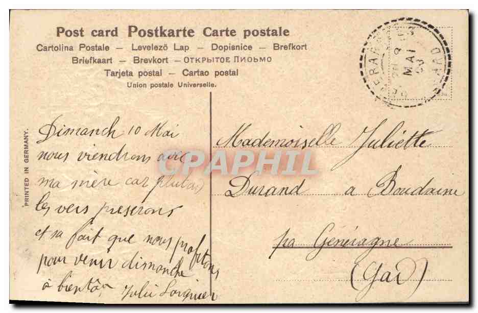 CPA Fantaisie Fleurs Colombes  — Rückseite