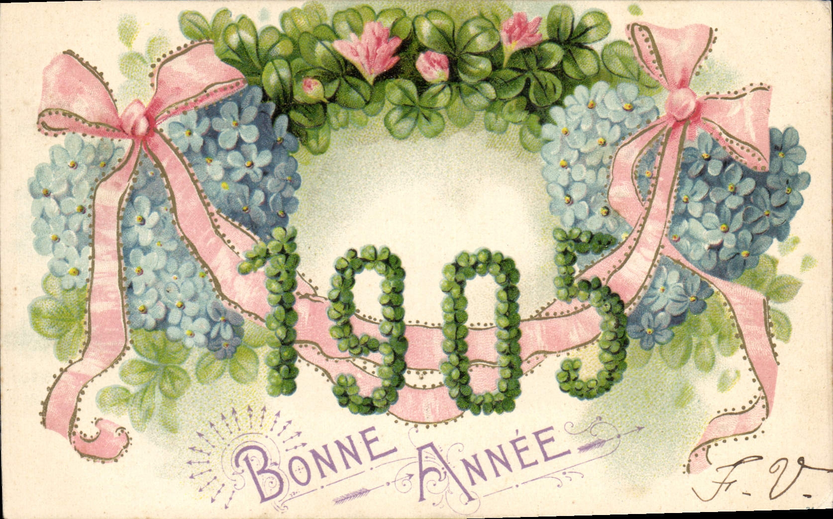 CPA Fantaisie Fleurs Annee 1905 