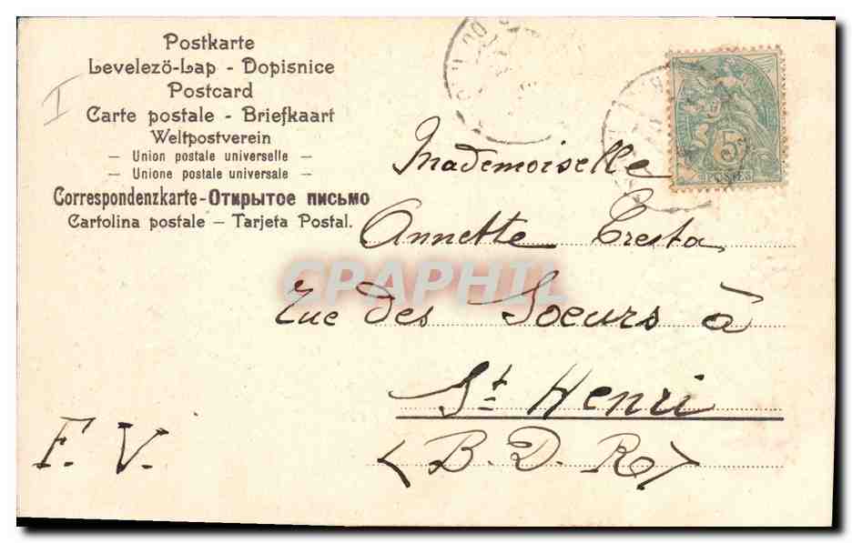 CPA Fantaisie Fleurs Annee 1905  — Rückseite