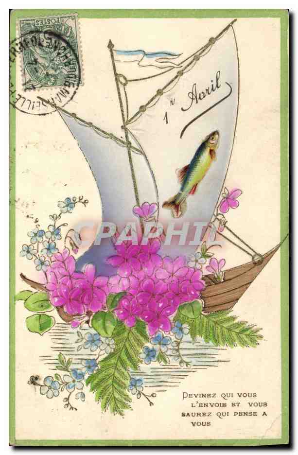 CPA Fantaisie Fleurs Bateau 
