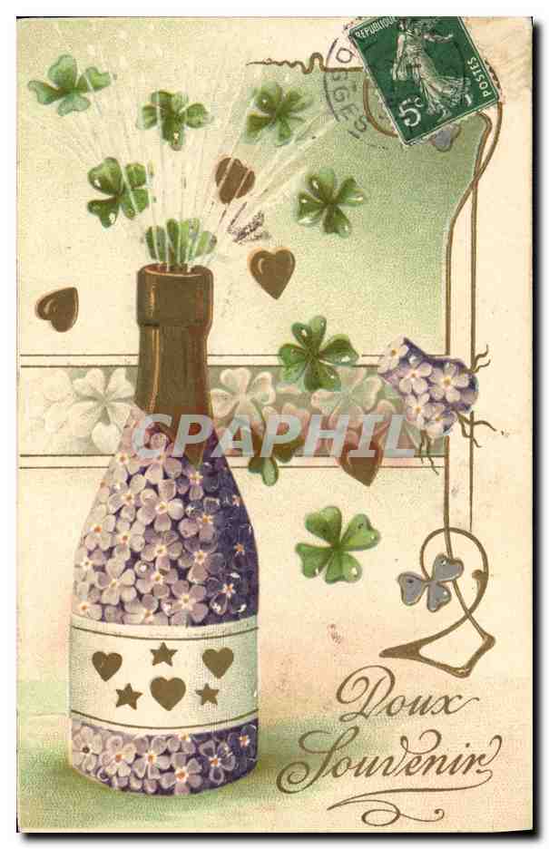 CPA Fantaisie Fleurs Champagne Trefles 