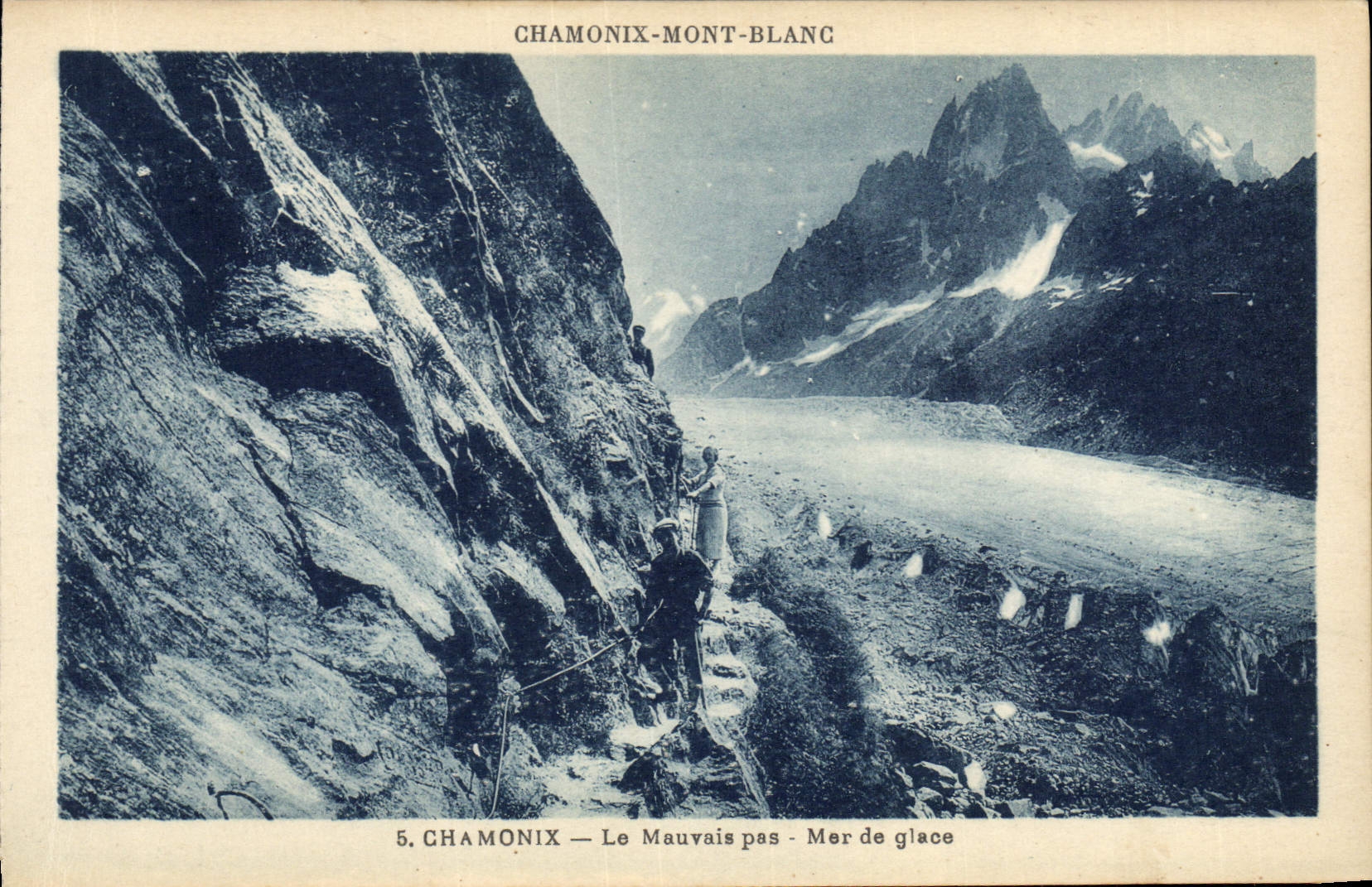 CPA Alpinisme Chamonix Mont Blanc La mauvais pas Mer de glace 