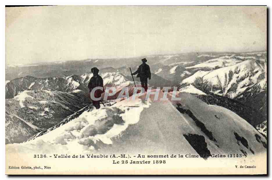 CPA Alpinisme Vallee de la Vesubie Au sommet de la cime des Gelas Le 25 janvier 1898 