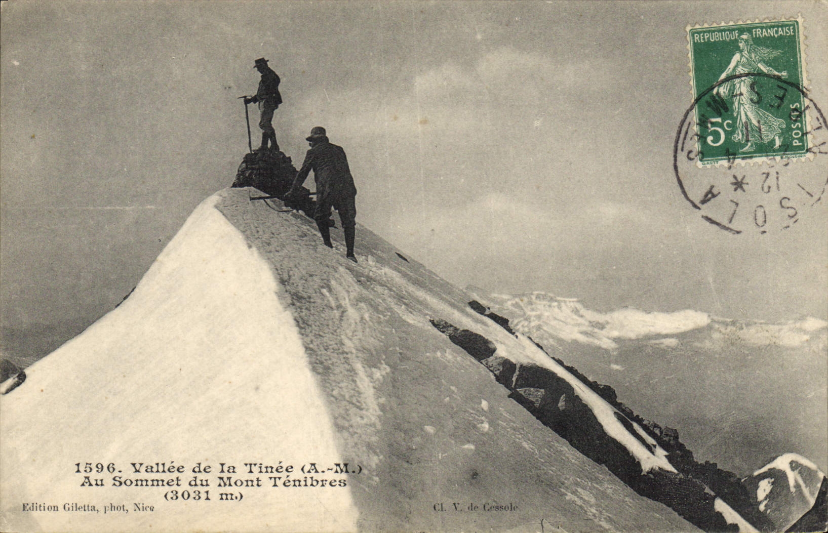 Sommet du Mont Ténibres — Vallée de la Tinée (A.-M.) — Edition Giletta, phot. Nice, Cl. V. de Cessole
