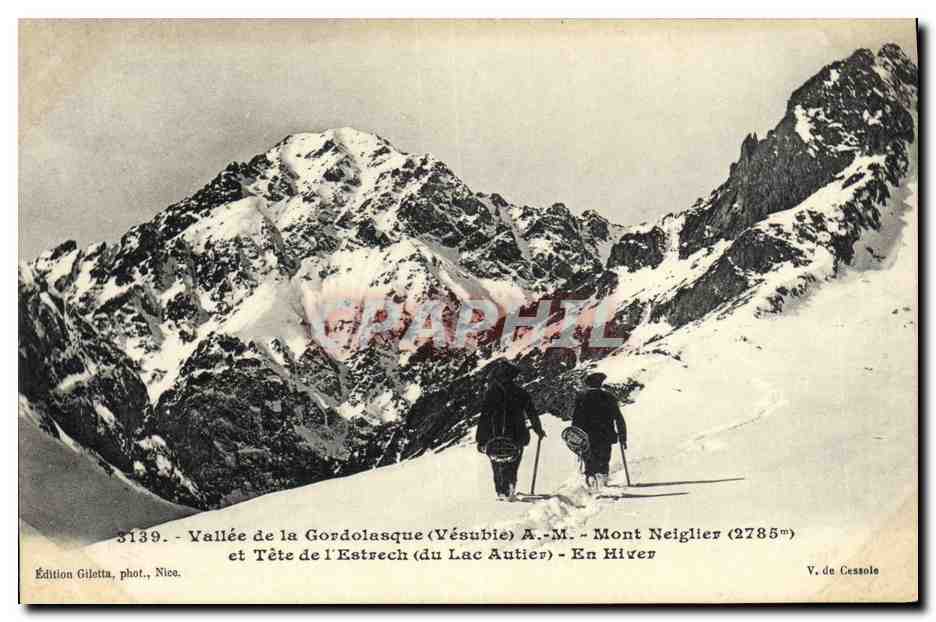 CPA Alpinisme Vallee de la Gordolasque Vesubie Mont Neiglier et tete de l'Estrech du lac Autier En hiver 