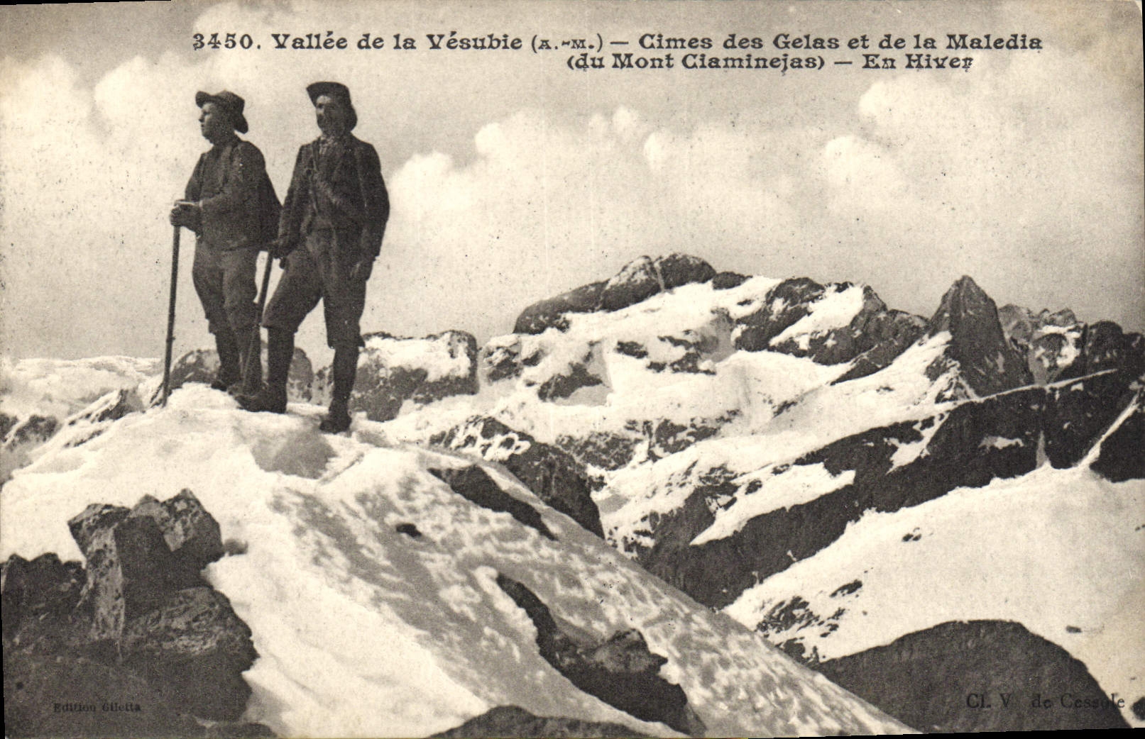Vallée de la Yésubie — Cimes des Gelas et de la Maledia (du Mont Ciaminejas) — En Hiver — Édition Gilelta, n° 3450