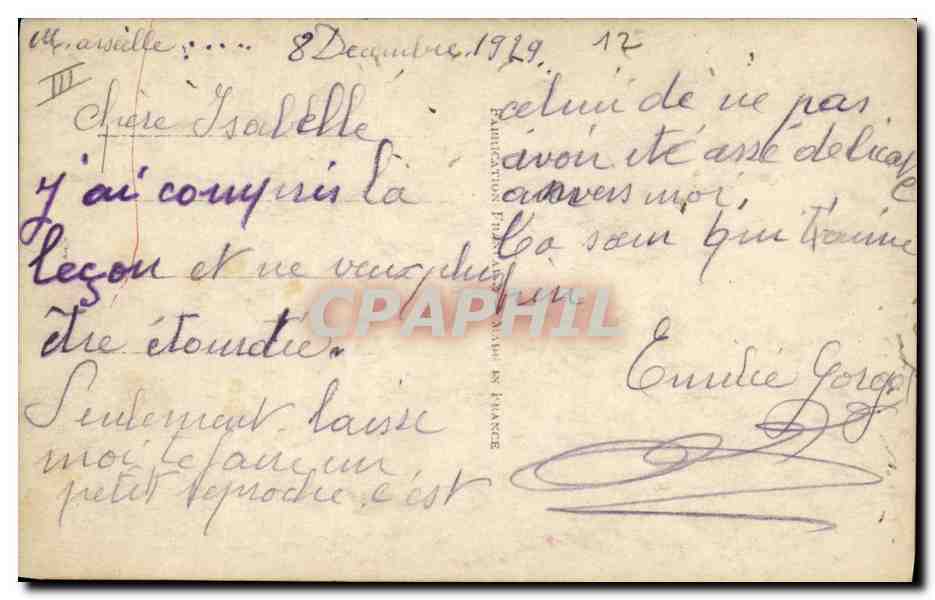 CPA Fantaisie Le langage des Fleurs  — Rückseite