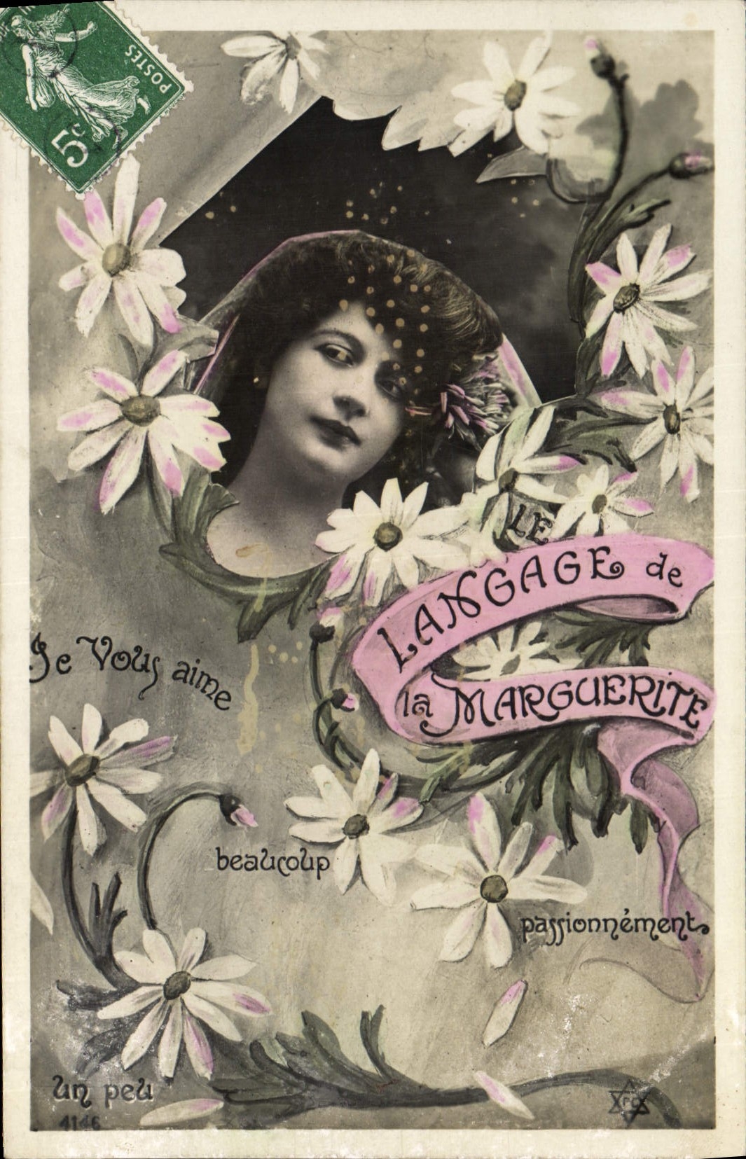CPA Fantaisie Fleurs Langage de la Marguerite 