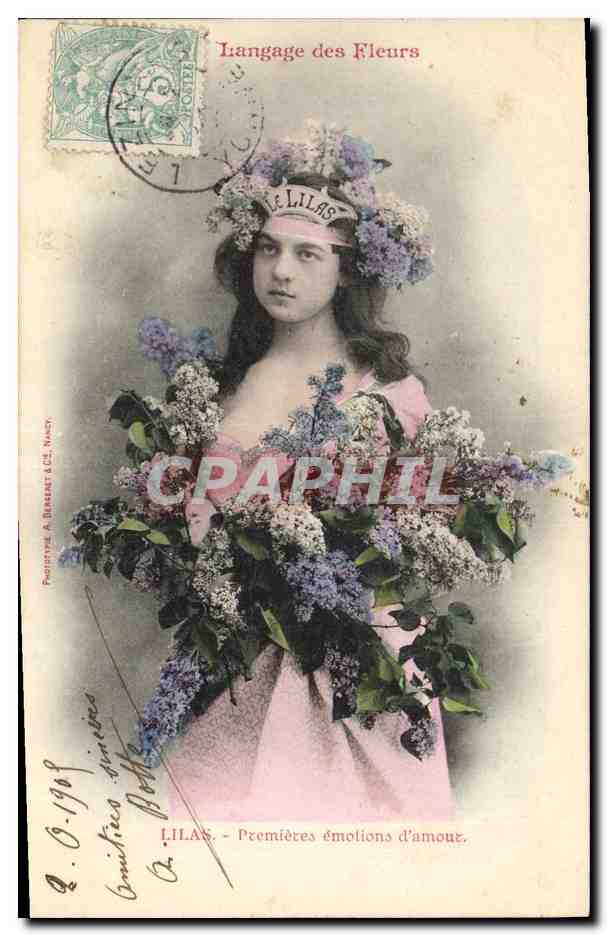 CPA Fantaisie Le langage des Fleurs Lilas 