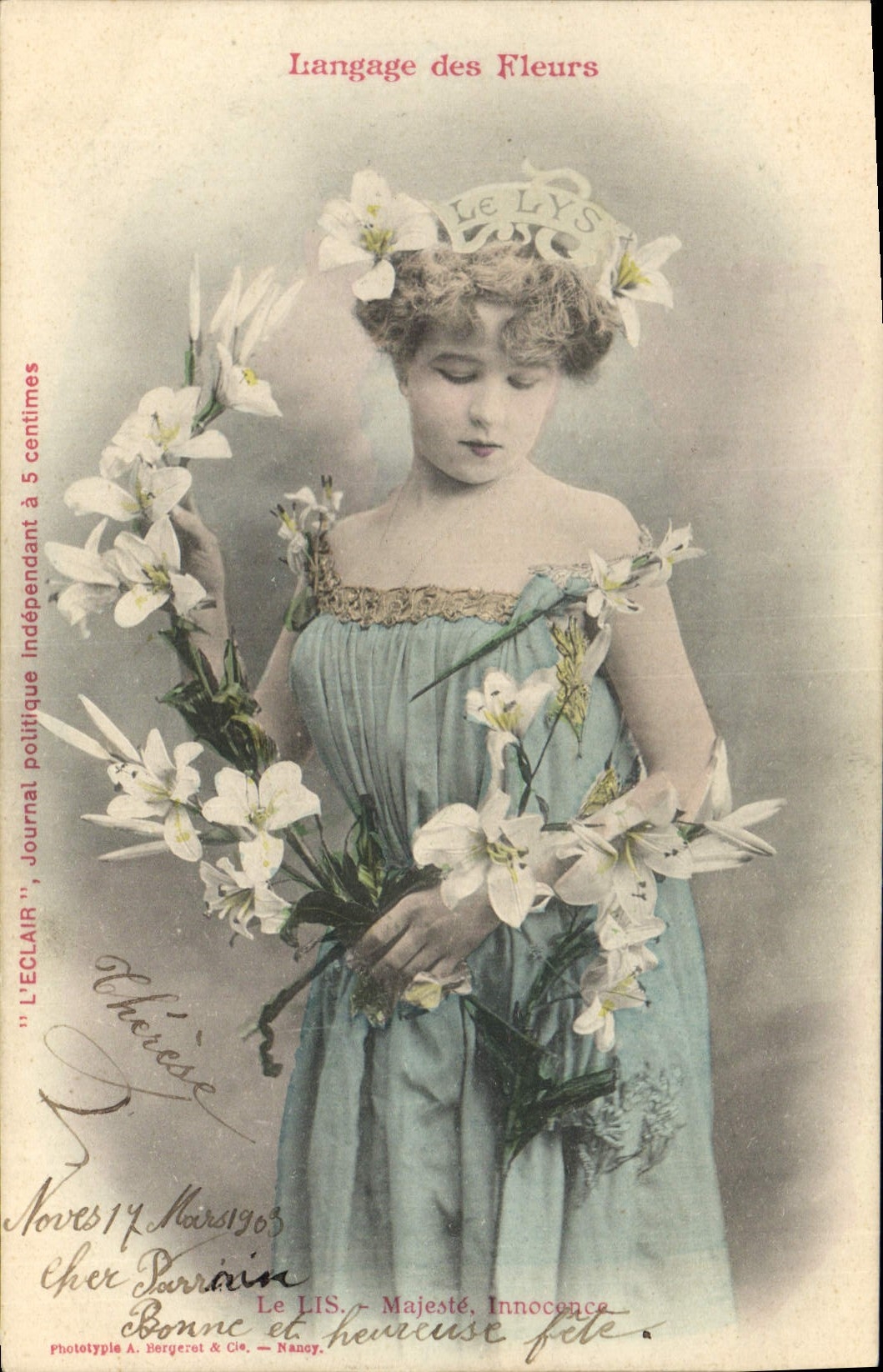 CPA Fantaisie Le langage des Fleurs Le Lis 