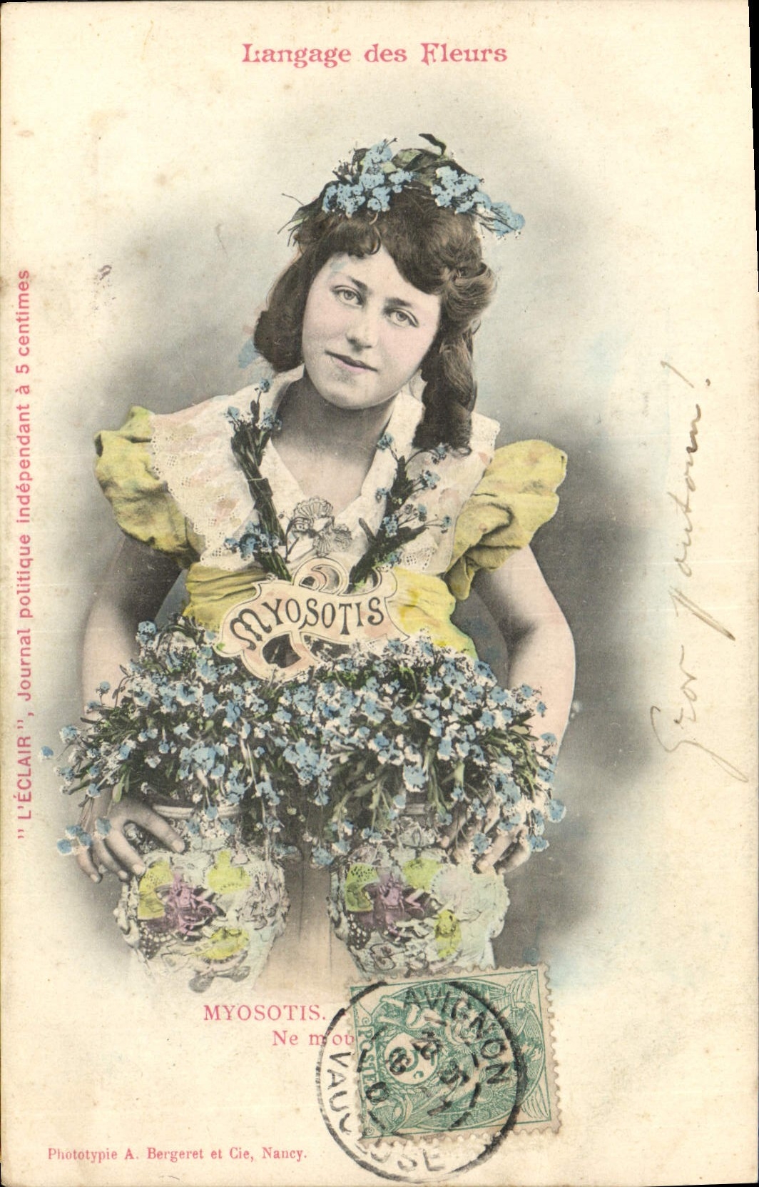 CPA Fantaisie Le langage des Fleurs Myosotis 