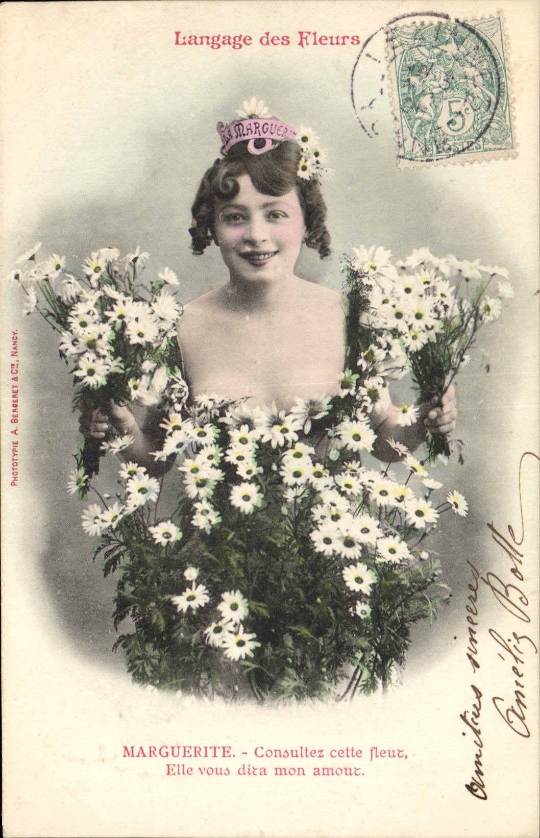 CPA Fantaisie Le langage des Fleurs Marguerite 