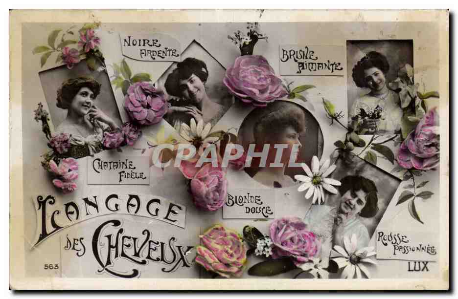 CPA Fantaisie Fleurs Le langage des cheveux Femme 