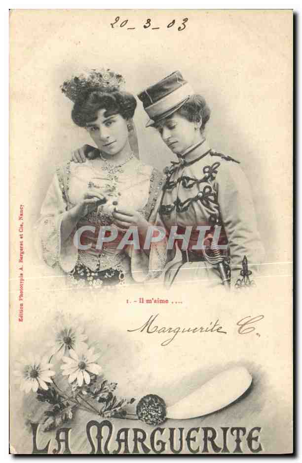 Due giovani donne — una in uniforme militare, l'altra in abito elegante — edizione A. Marguerite, Nancy