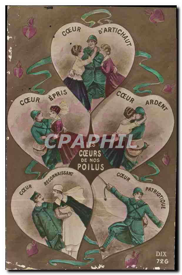 CPA Fantaisie Femme Les coeurs de nos poilus 