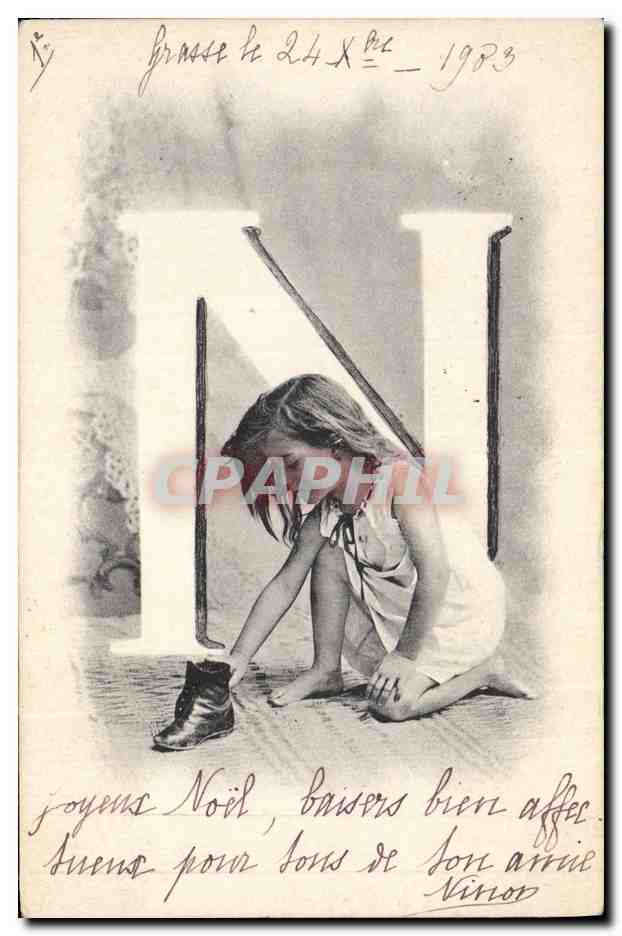 CPA Fantaisie Enfant Lettres Lettre N 
