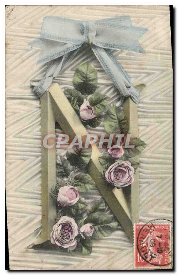 CPA Fantaisie Fleurs Lettres Lettre N 