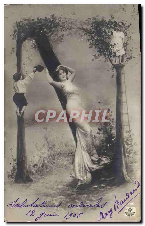 CPA Fantaisie Femme Lettres Lettre N 