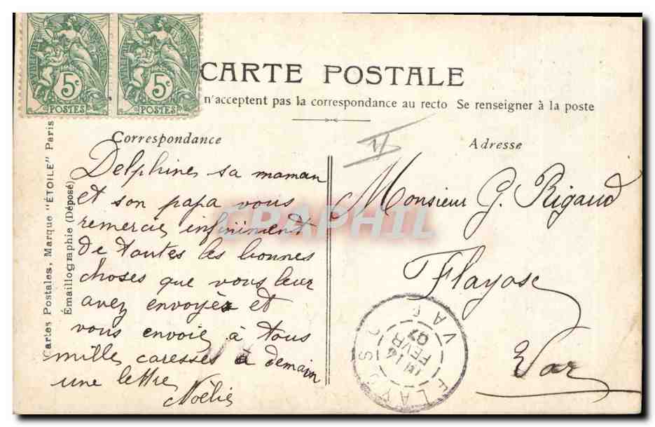 Deux jeunes filles dans une grande lettre ornée de fleurs — Stebbing Phot. — Rückseite