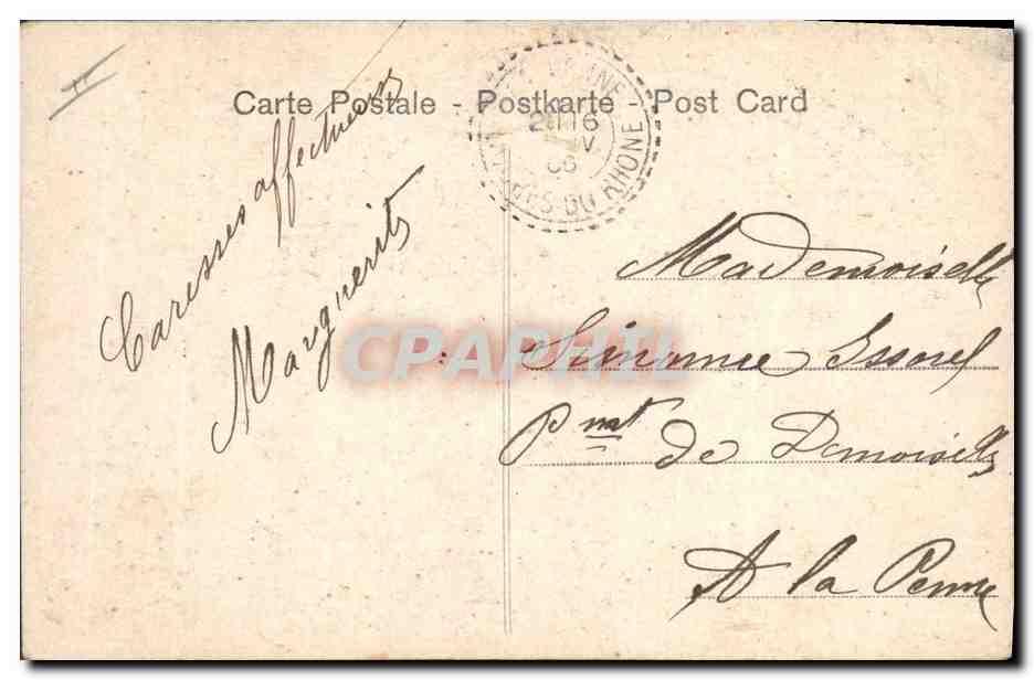 CPA Fantaisie Femme Lettres Lettre O Cheval  — Rückseite
