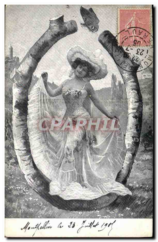 Femme en robe de bal dans un cadre de bouleaux — Montpellier — éditeur anonyme, n° 4919