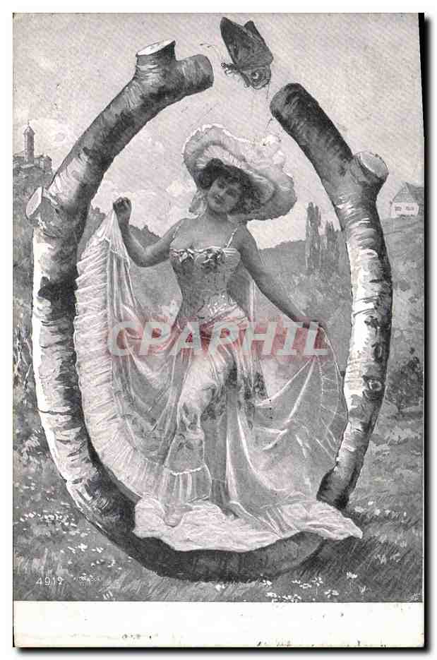 Femme dans un cadre de branches — illustration — éditeur inconnu, n° 4912