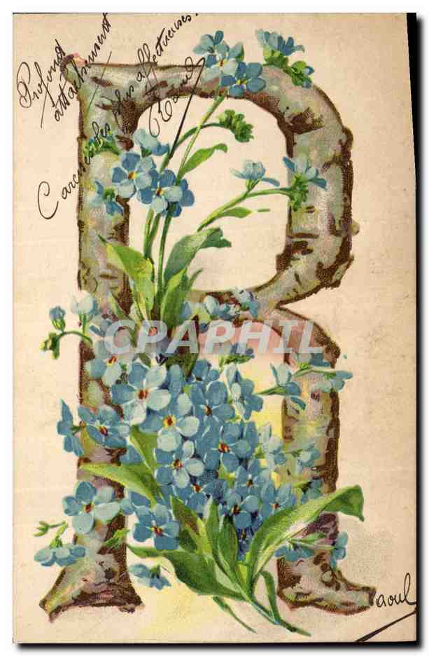 CPA Fantaisie Fleurs Lettres Lettre R 