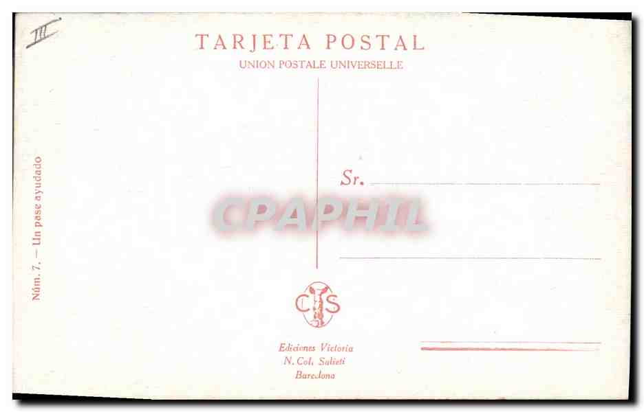 CPA Corrida Course de taureaux Un pase ayudado  — Rückseite