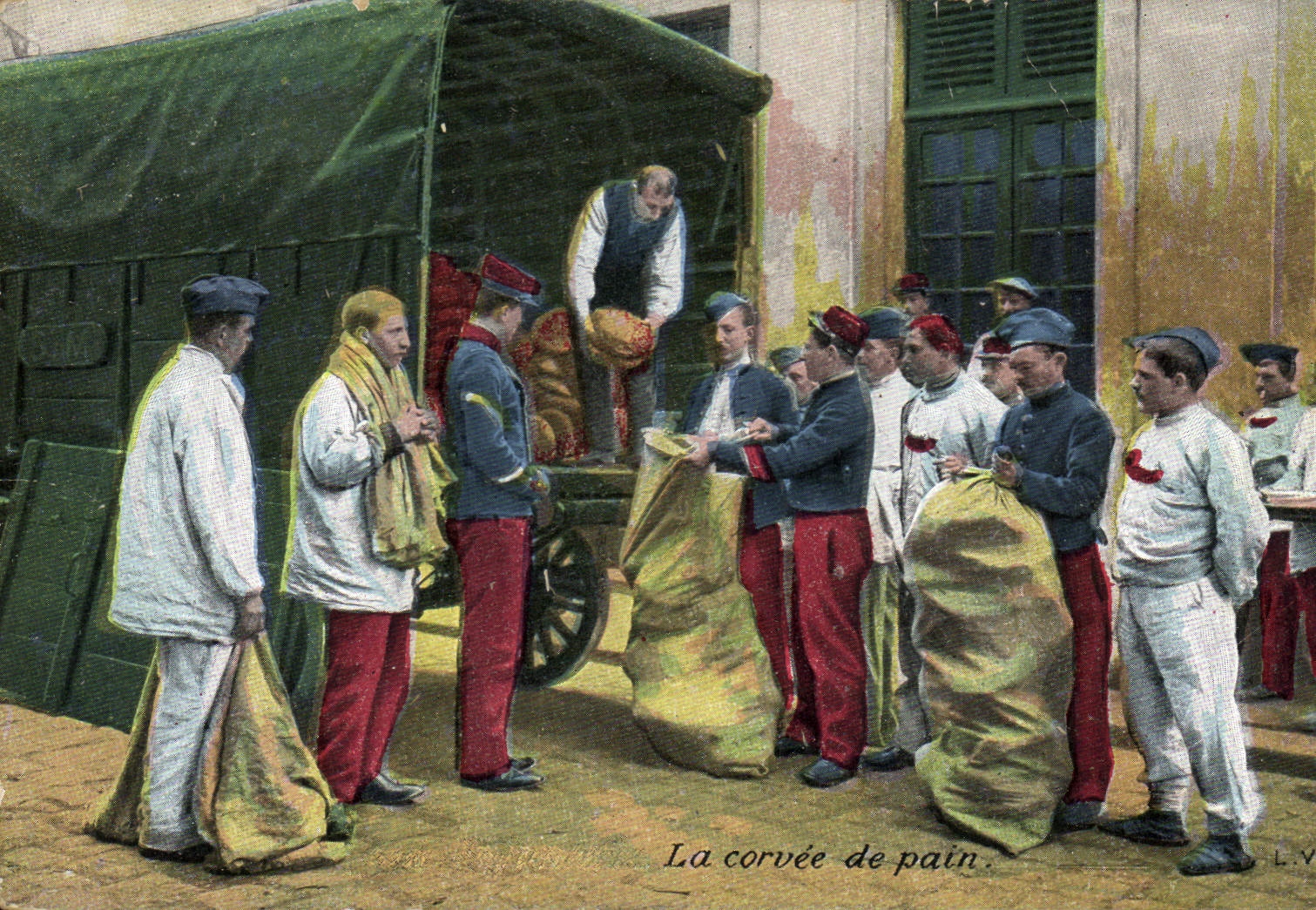 La corvée de pain — scène de distribution — L.V. (éditeur) n°3581