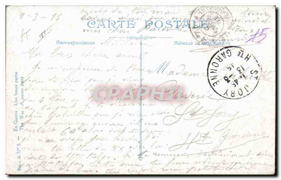 CPA Militaria Une bonne partie Jeu de cartes  — Verso