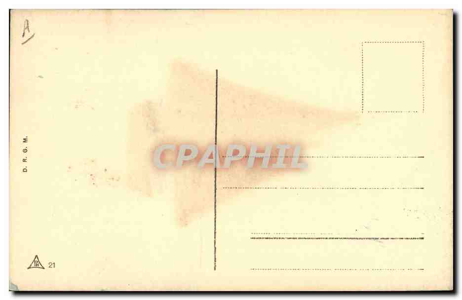 Sailing boat with red sails — stylized illustration — D.R.O.M. no. 21 — Back