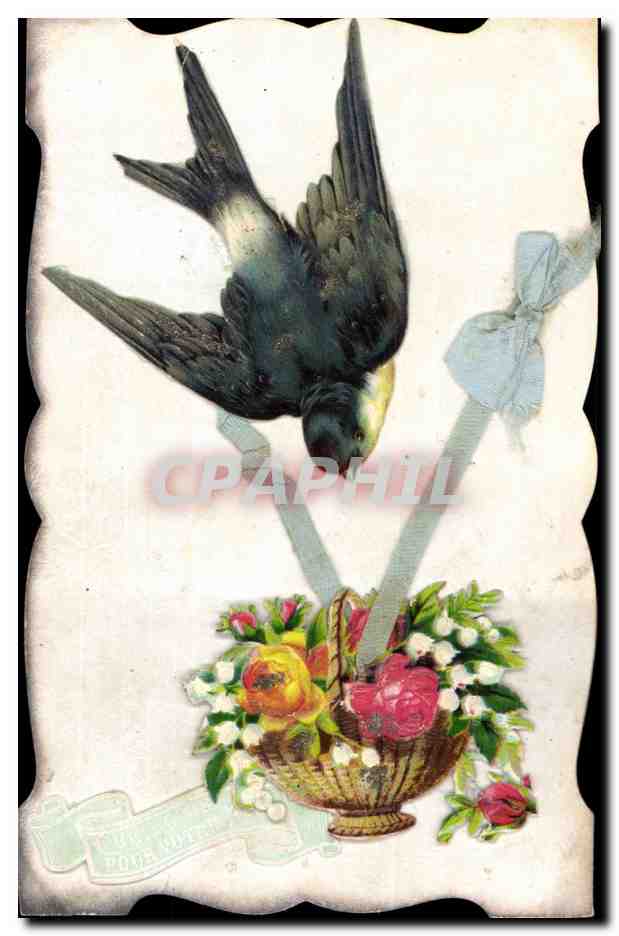 Oiseau et bouquet — Carte postale de vœux — Éditeur : Pôle Gourmand