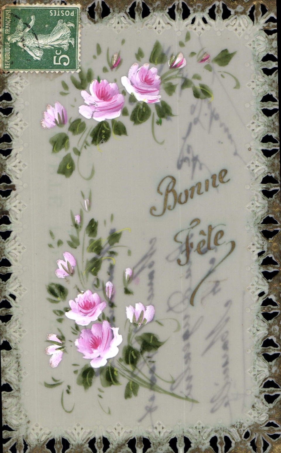 Fleurs de roses — Bonne Fête — Carte postale française