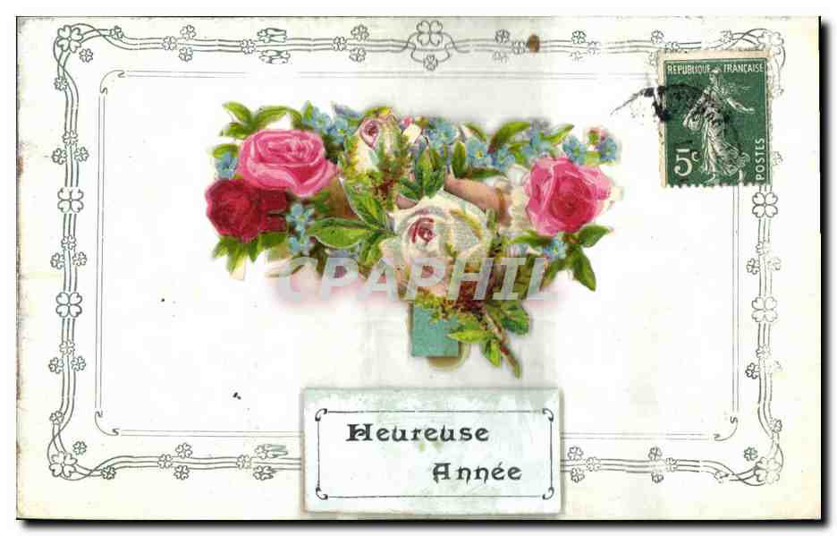 Bouquet de roses — 'Heureuse Année' — éditeur non visible