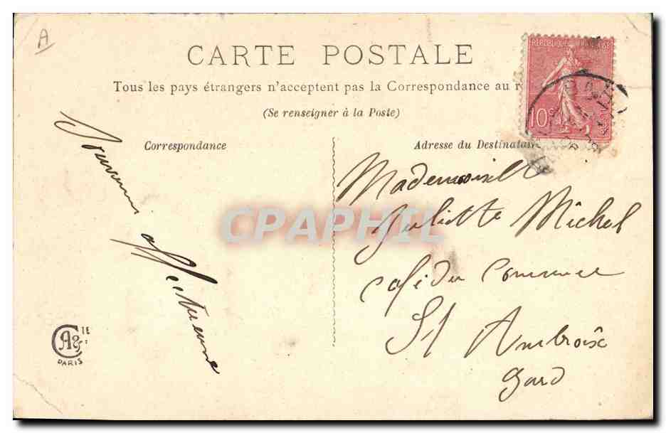 Fille tenant rose et poisson — 1er Avril — éditeur C.A. Paris — Verso