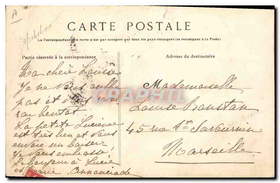 CPA Folklore Jeunes filles de Guemene  — Verso