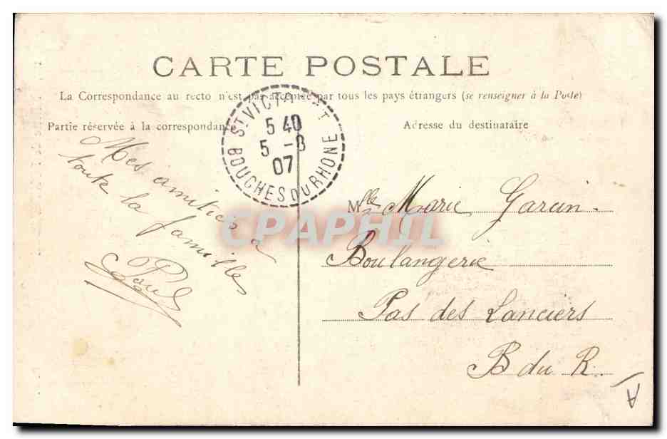 CPA Folklore Fillette de Pont L'Abbe  — Verso