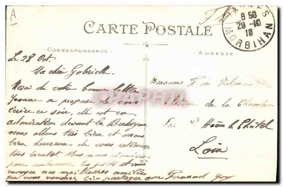 CPA Folklore Jeune homme de Pont L'Abbe Jeune fille de Rosporden — Verso