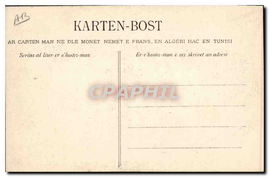CPA Folklore Fileuse des environs de Gourin — Verso
