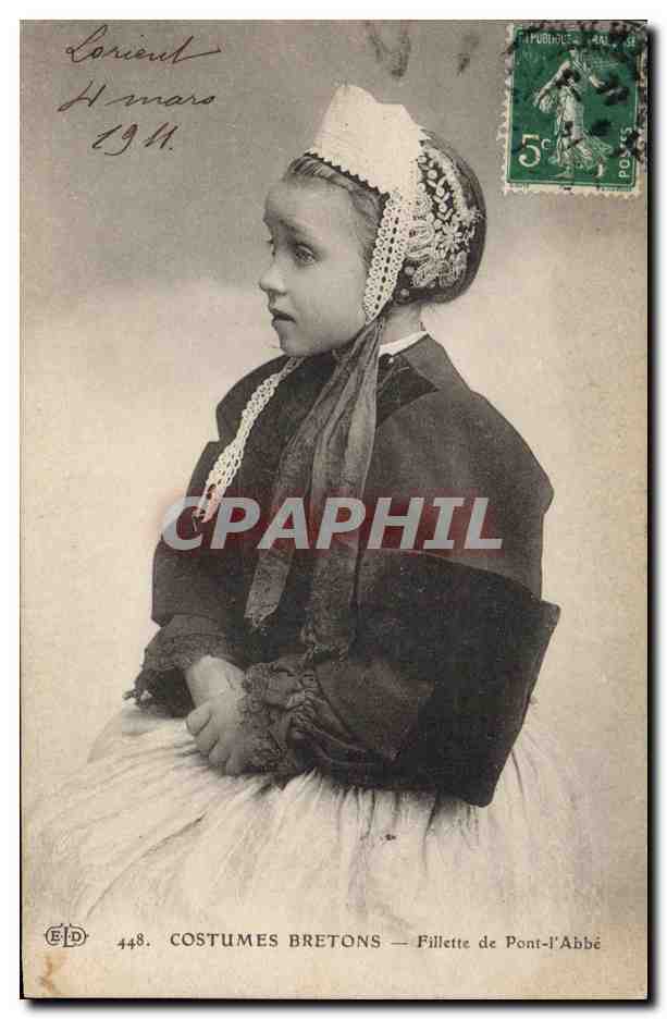 CPA Folklore Costumes bretons Fillette de Pont L'Abbe